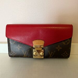 Louis Vuitton Pallas Red and Brown Monogram Clutch
